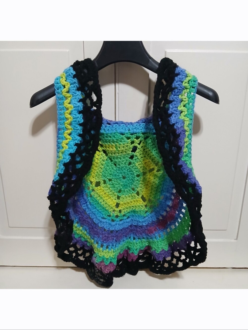Handmade Crochet Multicolor Kids Size 6-7 Years Old Floral Flower Boho Vest